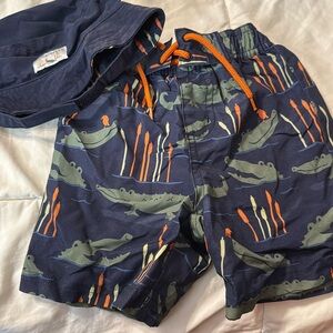 Super cute Janie & Jack swim trunks and sun hat. 0-6 months.